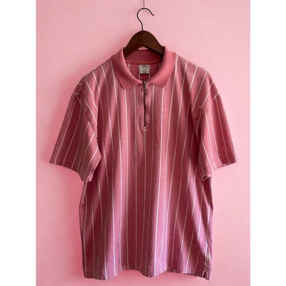 Urban Outfitters Pink & White Striped Polo Shirt | Men’s M - Picture 1 of 9